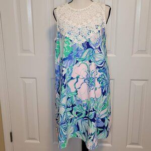 Lilly Pulitzer Nalia Soft Shift Dress | Size 6 “In Party Thyme” Lace Detail NWT